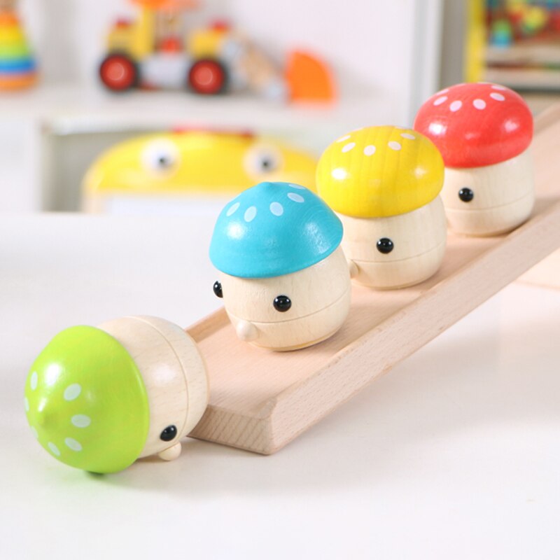 Kind Grappig Speelgoed Houten Model Kleine Paddestoel Slideway Blokken voor Verminderen Prseesure Speelgoed