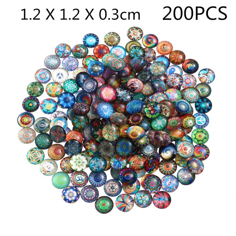ROSENICE-Baldosas redondas mixtas de mosaico para manualidades, suministros de mosaico de vidrio para fabricación de joyas, 100/200 Uds., 12/14mm: 200pcs  12mm