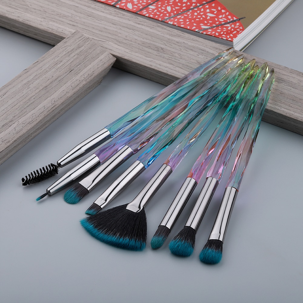 Fld øyenbørste diamant sminke børster sett krystall øyenskygge leppe øyenbryn børster leppe eyeliner verktøy