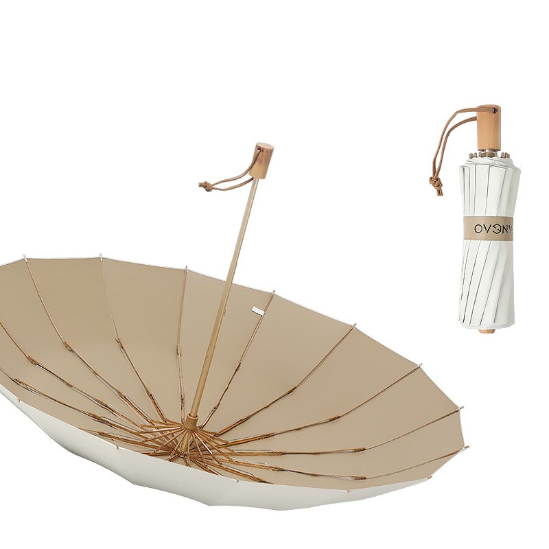 16K Color Coating Clear Umbrella Wooden Handle Folding Sun Umbrellas Rain Women Strong Windproof Men Umbrella Guarda Chuva: White