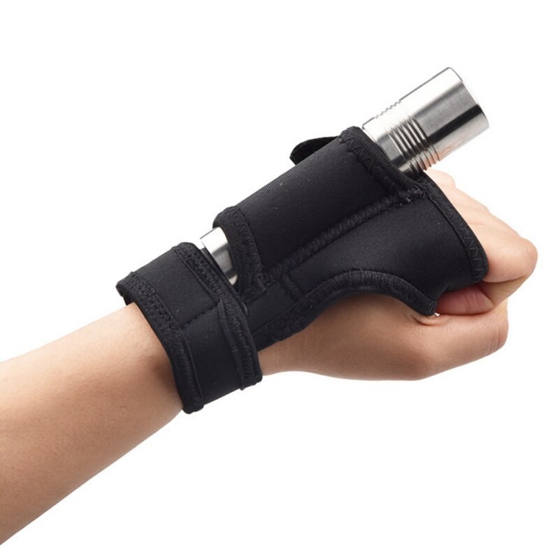 1 Pc Onderwater Duiken Dive Led Torch Zaklamp Houder Soft Zwart Neopreen Hand Arm Mount Polsband Handschoen