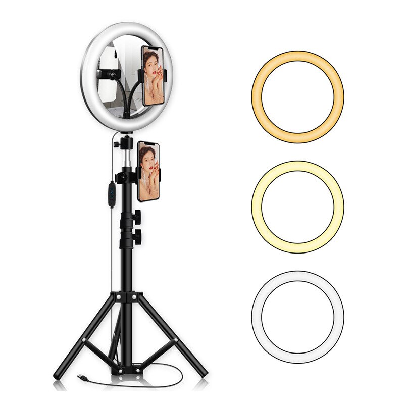 Ringlamp met statief 10 inch 26cm usb-interface dimbare led selfiestick camera telefoon fotografie video make-up lamp