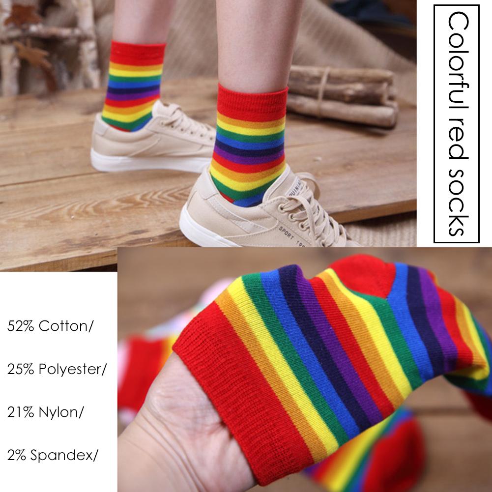 1 paar Baumwolle Elastizität Schweiß Lange Socken Kinder Candy Farbe Regenbogen Gestreiften Sportliche Meias Casual Mädchen Retro Harajuku Socken