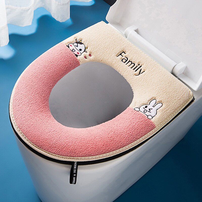 Winter Warm Toilet Seat Cover Met Handvat Universele Wc Kussen Dikker Pluche Toiletbril Ring Mat Badkamer Aceesories: 6