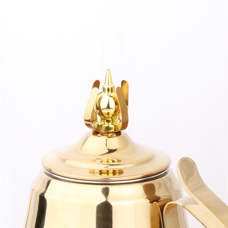 1.2/1.8l kanna i rostfritt stål vattenkokare lång mun vattenvärmare te kaffe porslin för hemmakontoret te butik (guld)