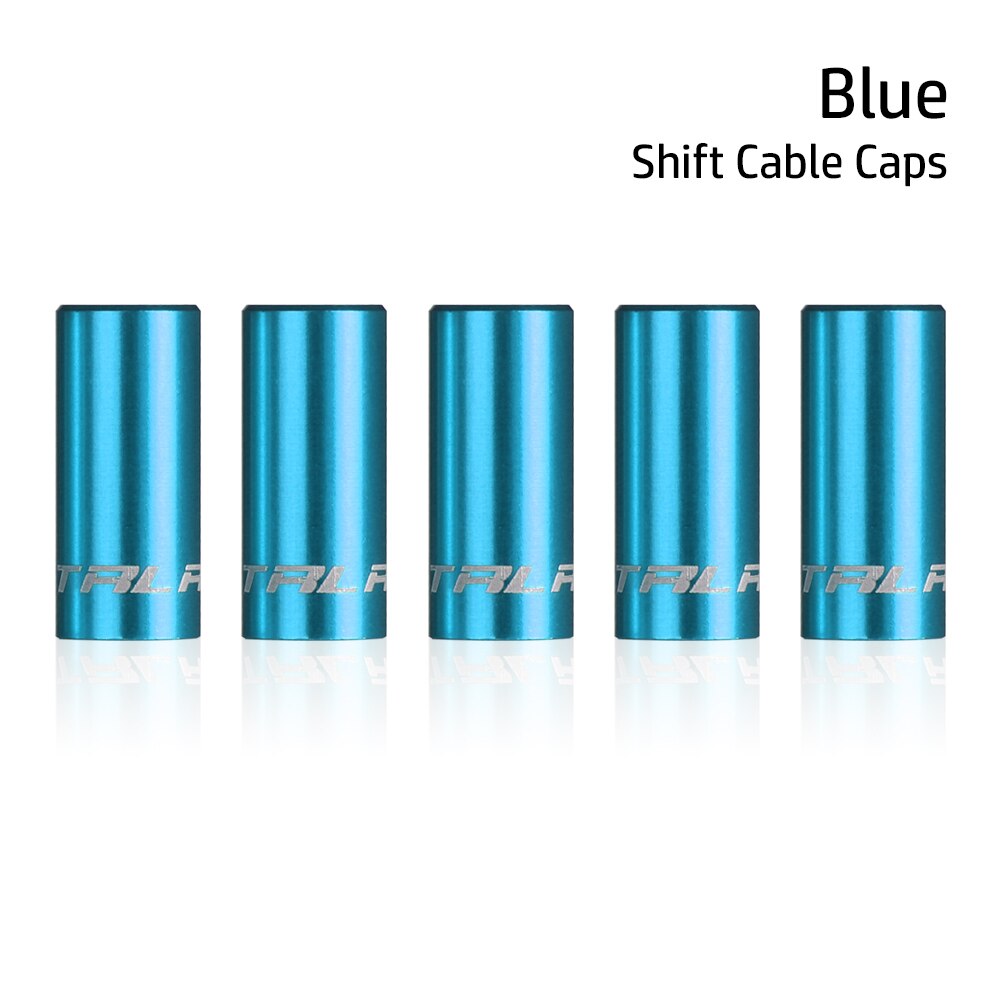 5PCs 4mm/5mm MTB Road Bike Brake Shift Wire Tube Cable Protector Aluminium Bicycle Shift Brake Cable Cap End Tip: Shift -Blue