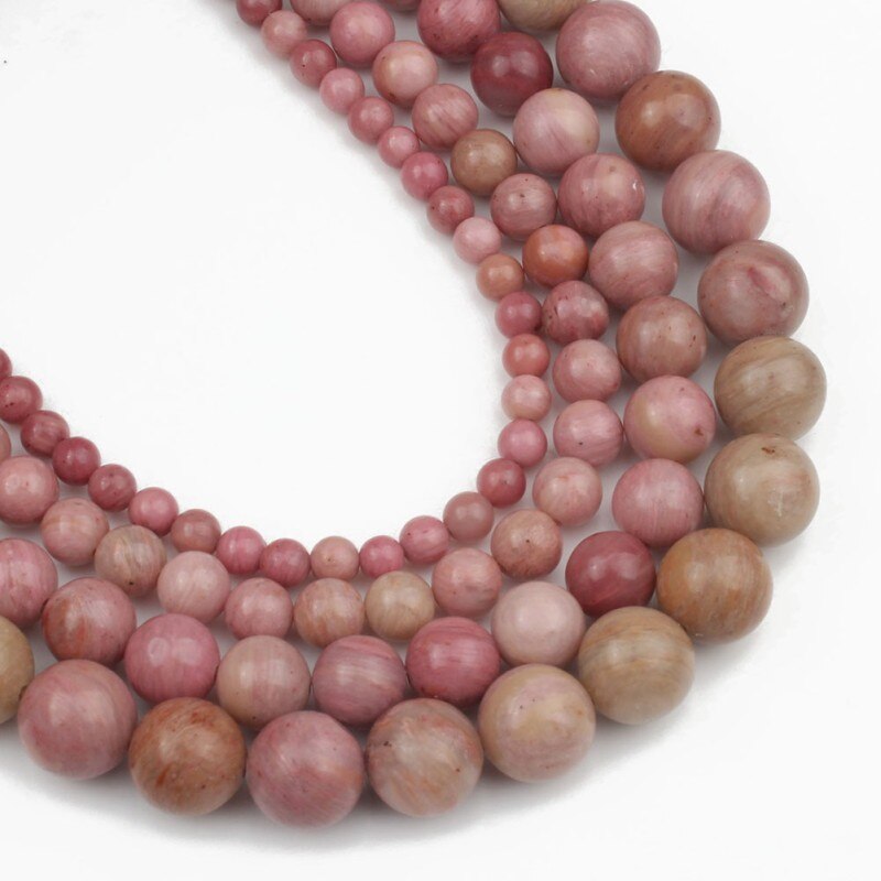 AAA Natural Rhodonite Stone Round Loose Beads For Jewelry Making Bracelet ,Necklace 15.5" Pick Size 4 6 8 10 12mm