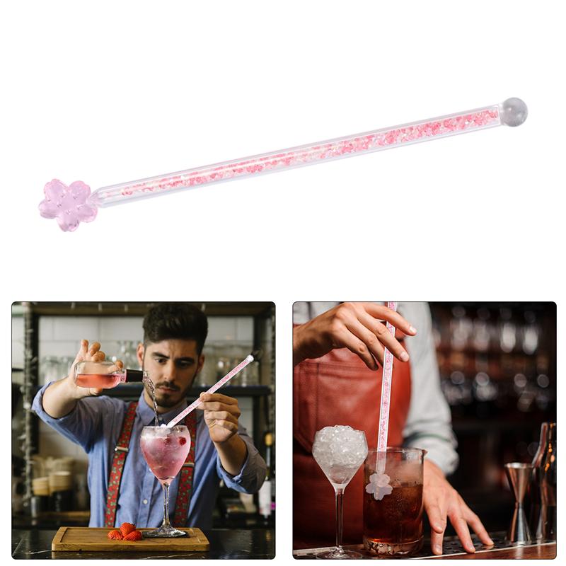1pc Glass Stirring Rod Round Stir Stick Shiny Glass Stick Sakura Shaped Stirrer For Home Bar Kitchen Accessories