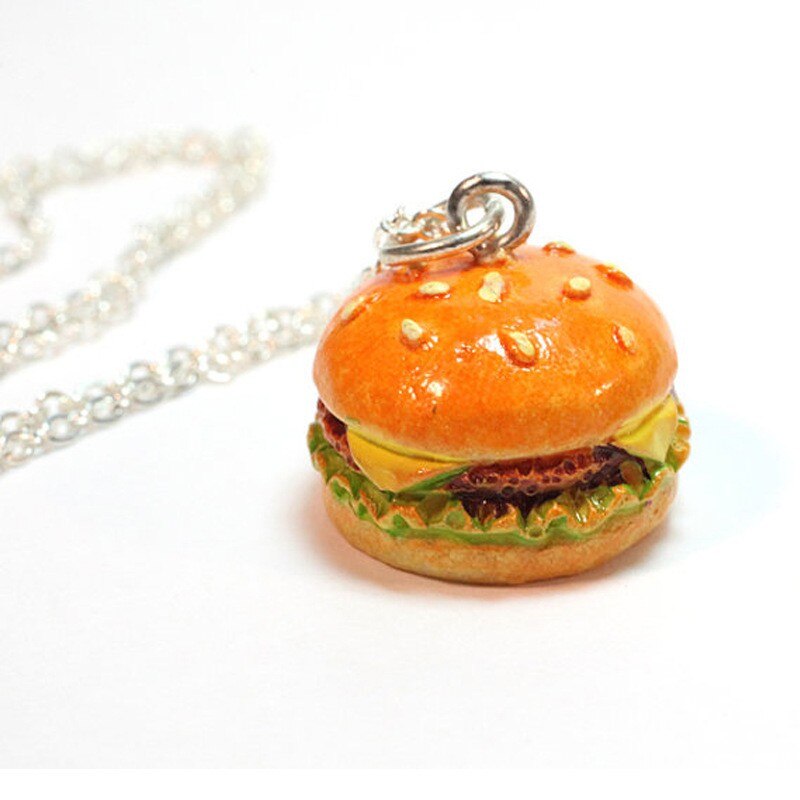 2 unids/set mejor amigo para siempre BFF Cadena de plata colgante de comida rápida collar lindo patatas fritas hamburguesa niños joyería