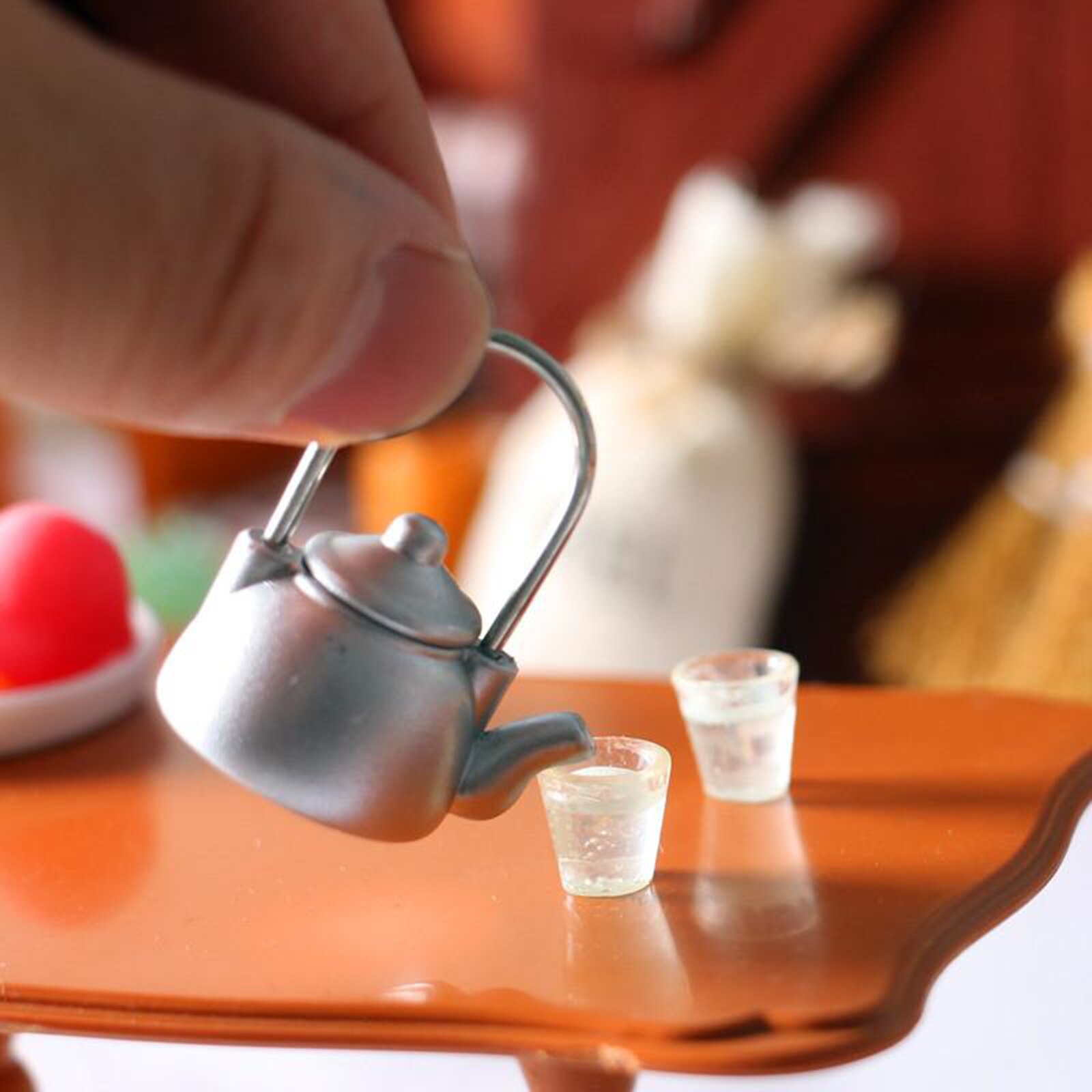1:12 Schaal Keuken Poppenhuis Ketel W/Cups Poppenhuis Decoratie Voor Jongens