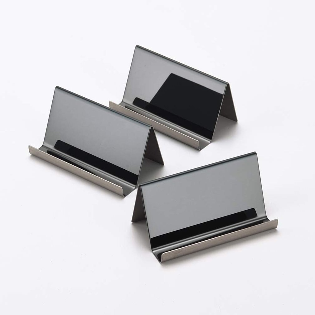 Stainless Steel Business Card Holder For Desk Office Visiting Cards Collection Organizer For ID Cards