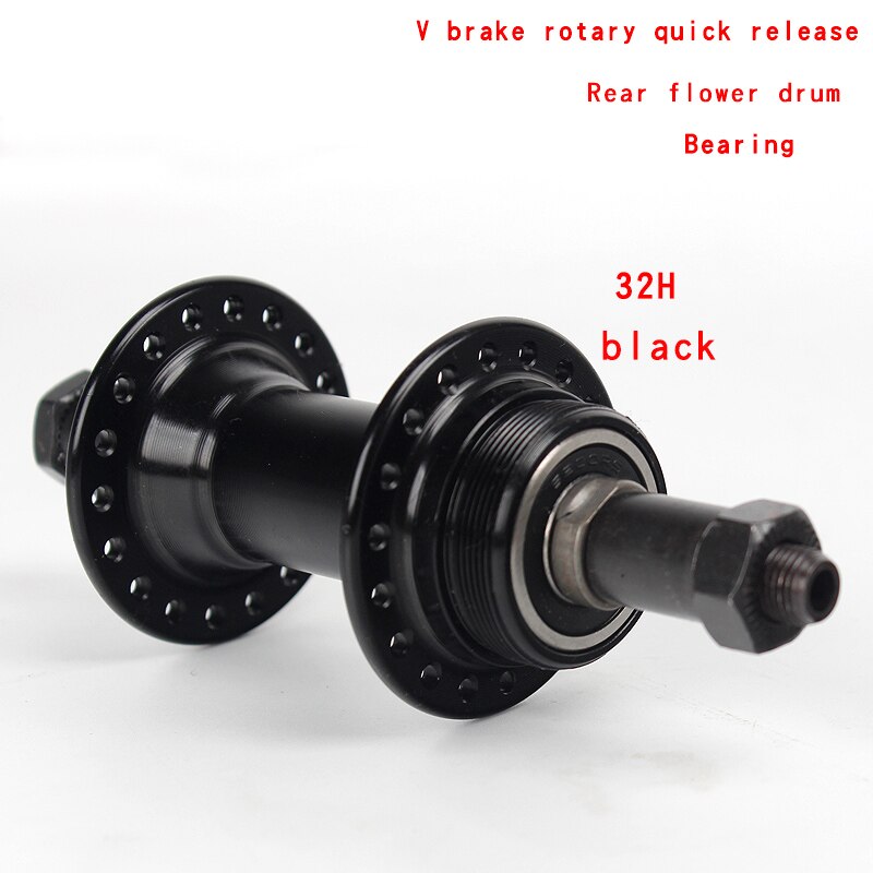 Mountainbike V Brake Rotary Quick Release Hub Aluminium 32 /36 Gat 100/135Mm 6/7/8Speed Lager Wiel Hub: rear black 32H