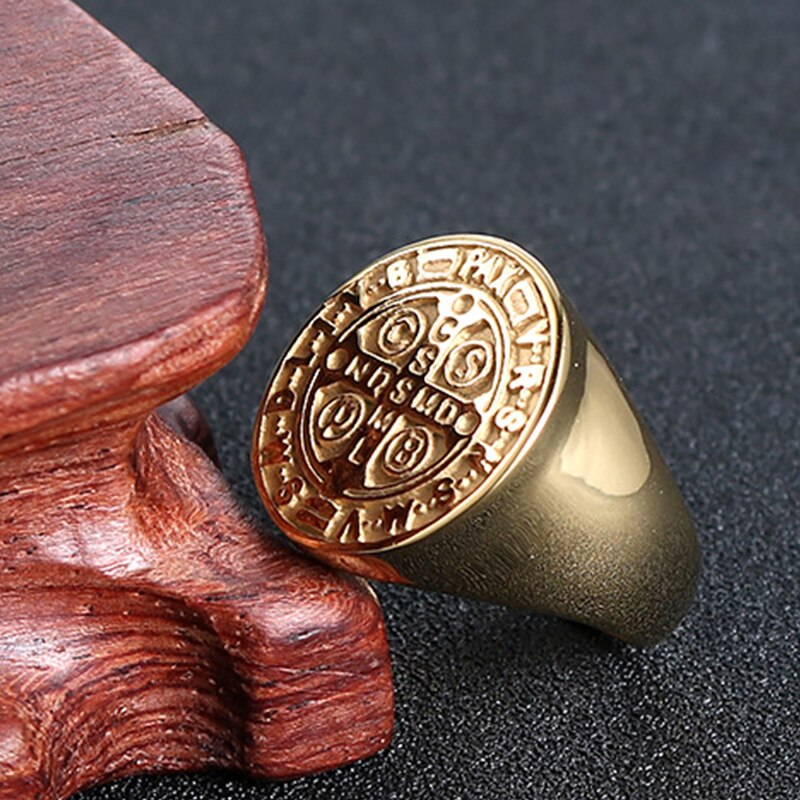 Zegelring van roestvrij staal, gouden steampunk voor mannen, zegelringen, trouwringen, grote herenringen, sieraden voor mannen