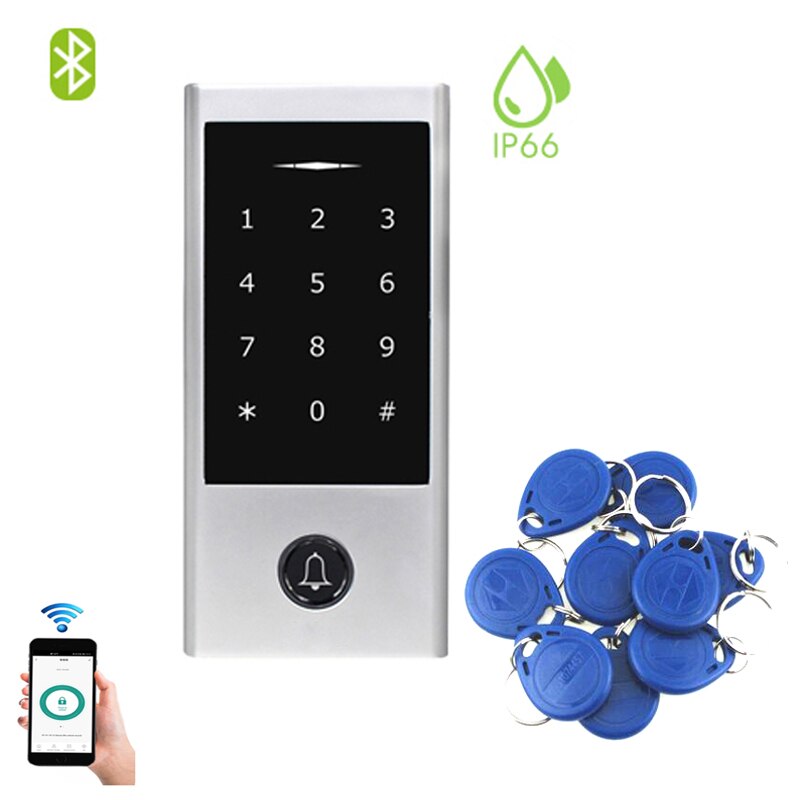 Bluetooth 125Khz RFID Access Controller Waterproof Smart Keypad Door Lock 100 User
