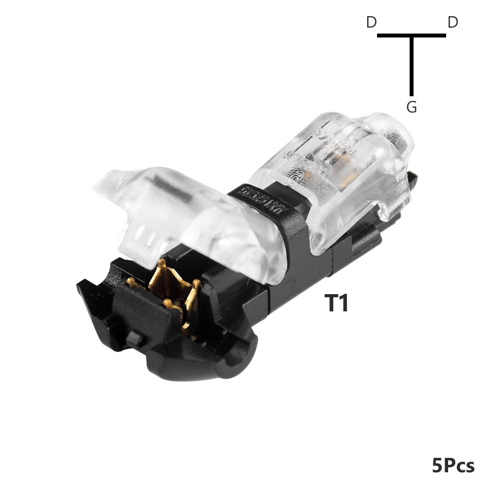 5 st snabb elkabel 1/2 stift det typ snabb för led strip bil el ledningskontakt tråd skarv kontakter 22-18 awg: Transparent -t1