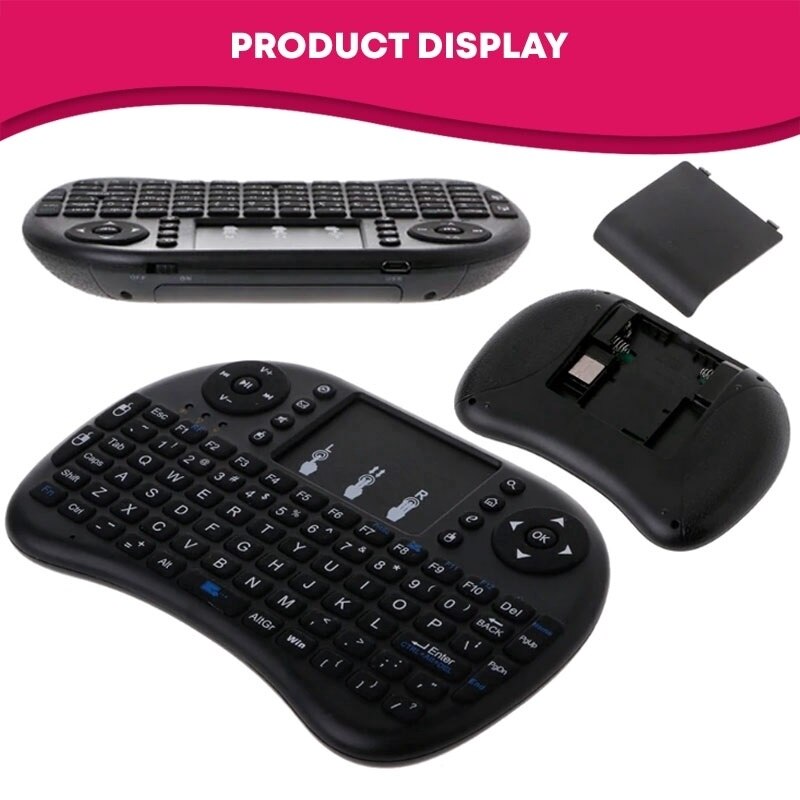 Miniteclado inalámbrico retroiluminado i8 + panel táctil, mando a distancia, TV, ordenador, Bluetooth, Papan Kekunci: Verde