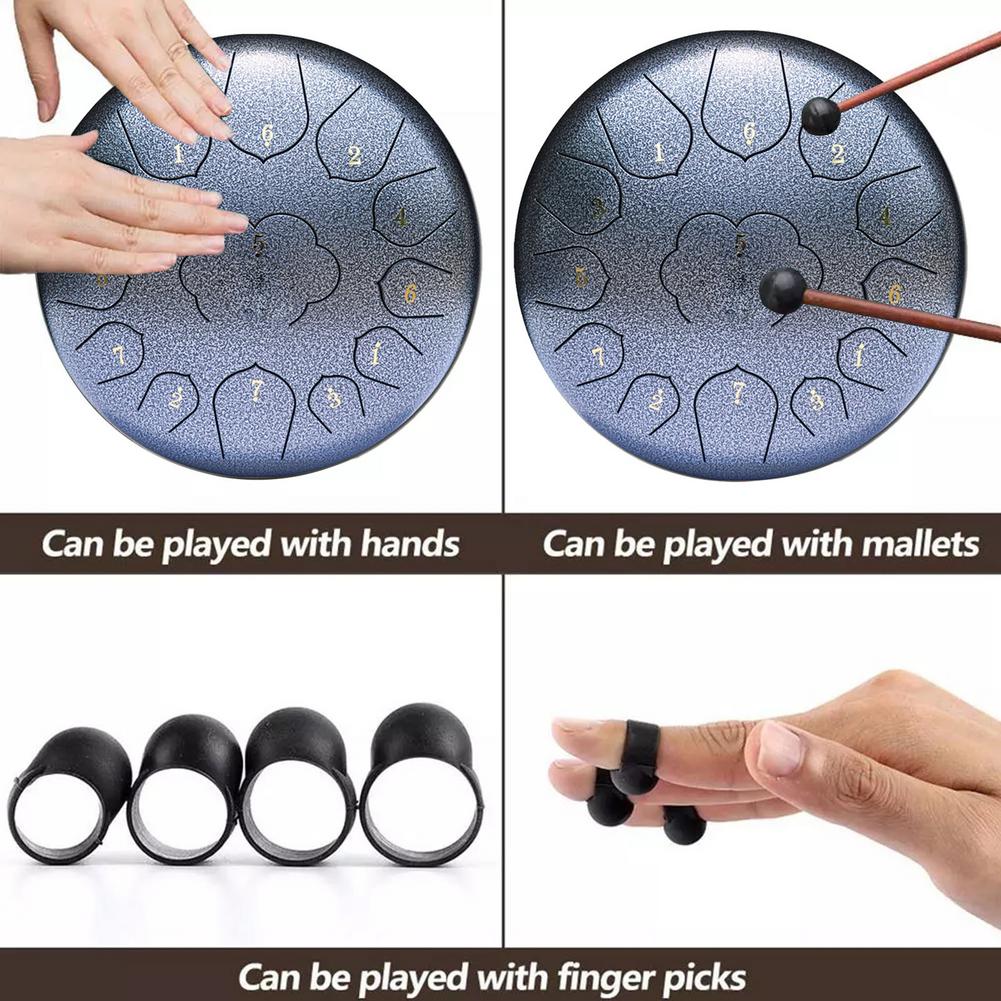 12 Inch Mini Drum 13 Tones Steel Tongue Drum Kit Tune C Empty Spirit Drum Percussion Hand Pan Drum Musical Instruments