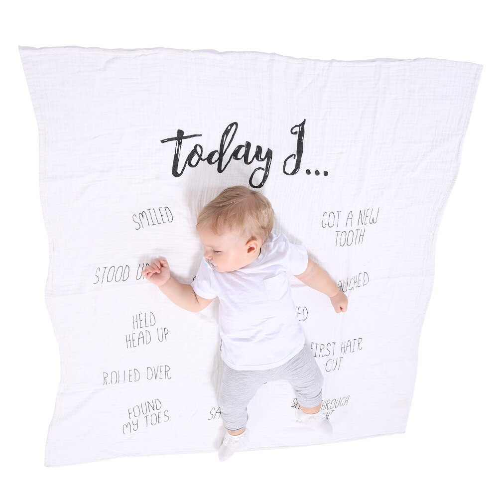 Baby Infants Blanket Mat Photography Prop Monthly Growth Photo Baby Blanket Muslin Wrap Cotton Bamboo Fiber Sleeping Swaddle: D