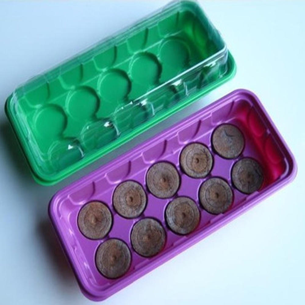 10 Plastic Nursery Pots Planting Seed Tray Kit Plant Germination Box with Dome and Base Garden Grow Box Gardening Supplies