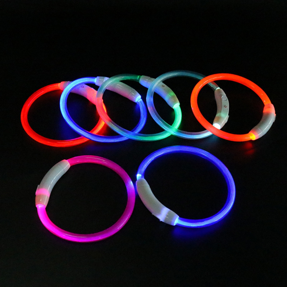 Glowing Pet Dog Collar Rechargeable Led Dog Collar Anti-Lost Dog Collar Luminous LED Night Safety Flashing Light Up Pet Necklace
