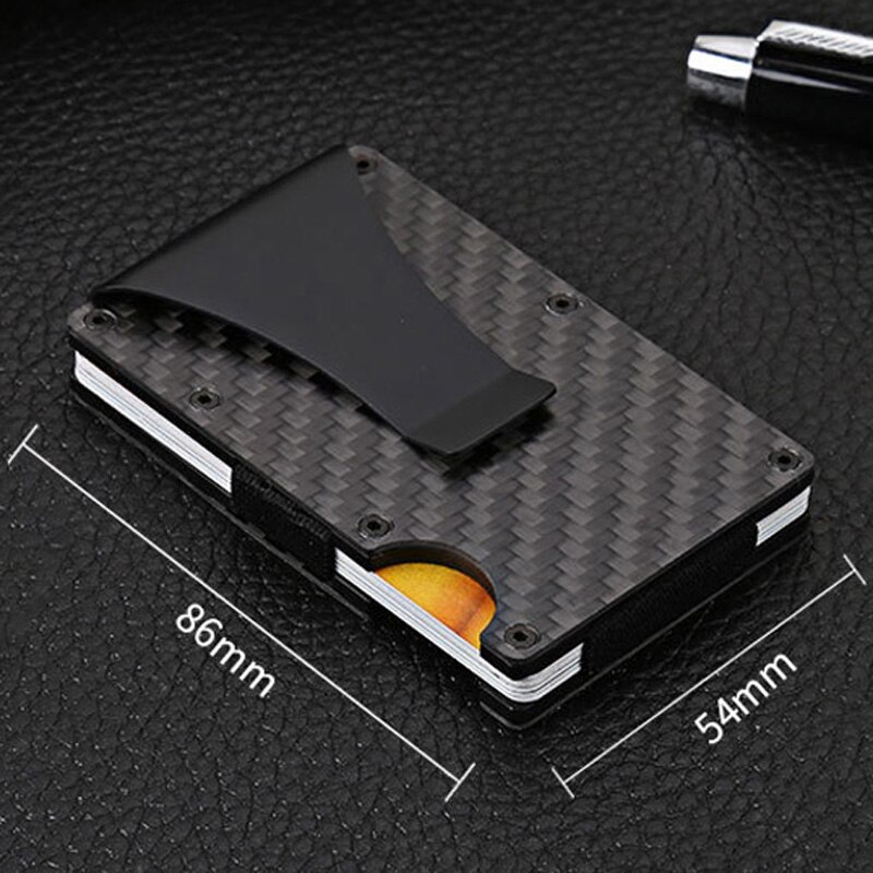 Mini Slim Carbon Fiber Wallet Money Cash Clip RFID Blocking Aluminium Creditcardhouder Mannen Metalen Purse Id-kaart case