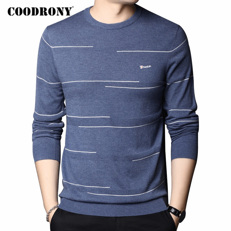 COODRONY Brand Sweater Men Streetwear Striped Pull Homme Autumn Winter Wool Knitwear Pullover Men C1097