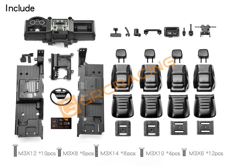 Interior Simulation Central Control Seat Modification For 1/10 RC Crawler Car Traxxas TRX4 Defender: Green