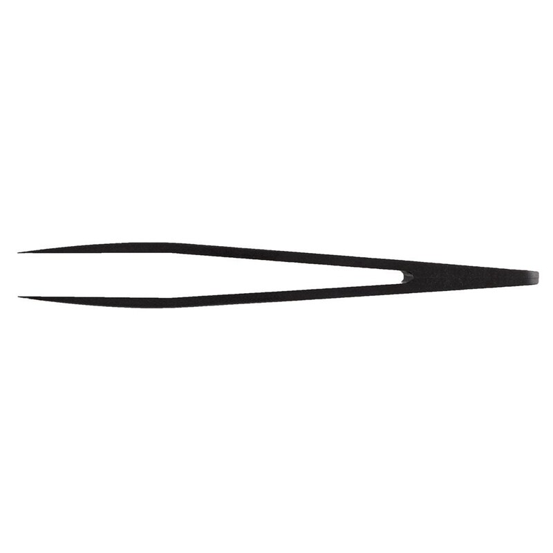 4 Pcs Tweezers: 3 Pcs 115mm Long Flat Tip Black Tweezers &amp; 1 Pcs Manual Tool Plastic Flat Tip Anti-Static Tweezers