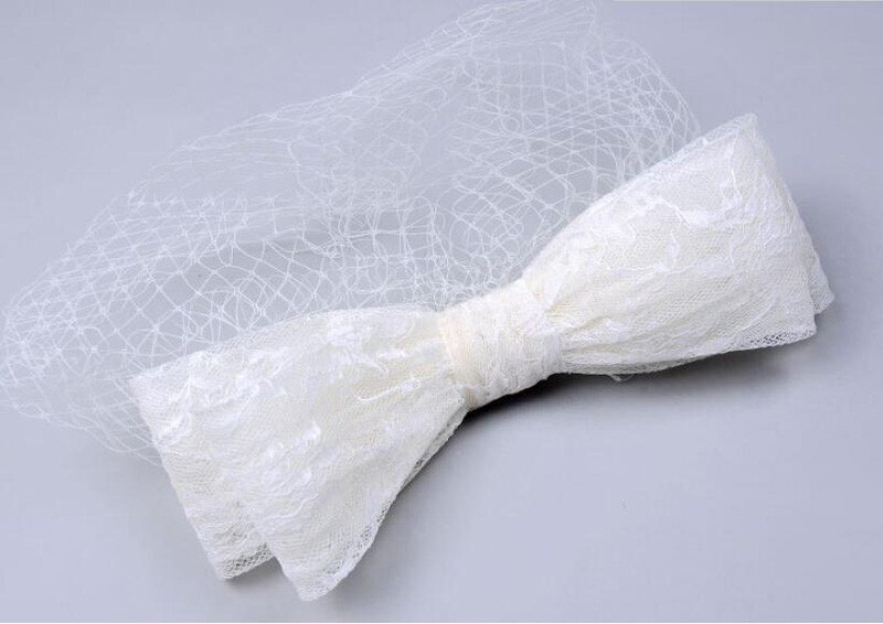 Sombreros y fascinantes elegantes de boda para mujer, con lazo grande, para de novia, tocado Blanco/Negro, diadema, velos de cara para mujer: Marfíl