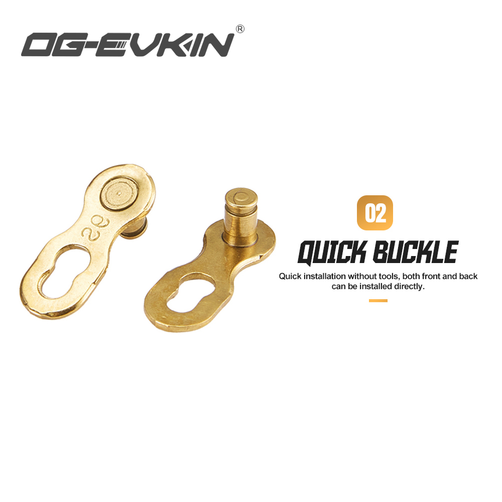 OG-EVKIN 9/10/11 Speed Bicycle MTB Chain Half/Full Hollow Bike Chain Mountain/Road Bicycle Chains 116 Quick Link Gold/Silver
