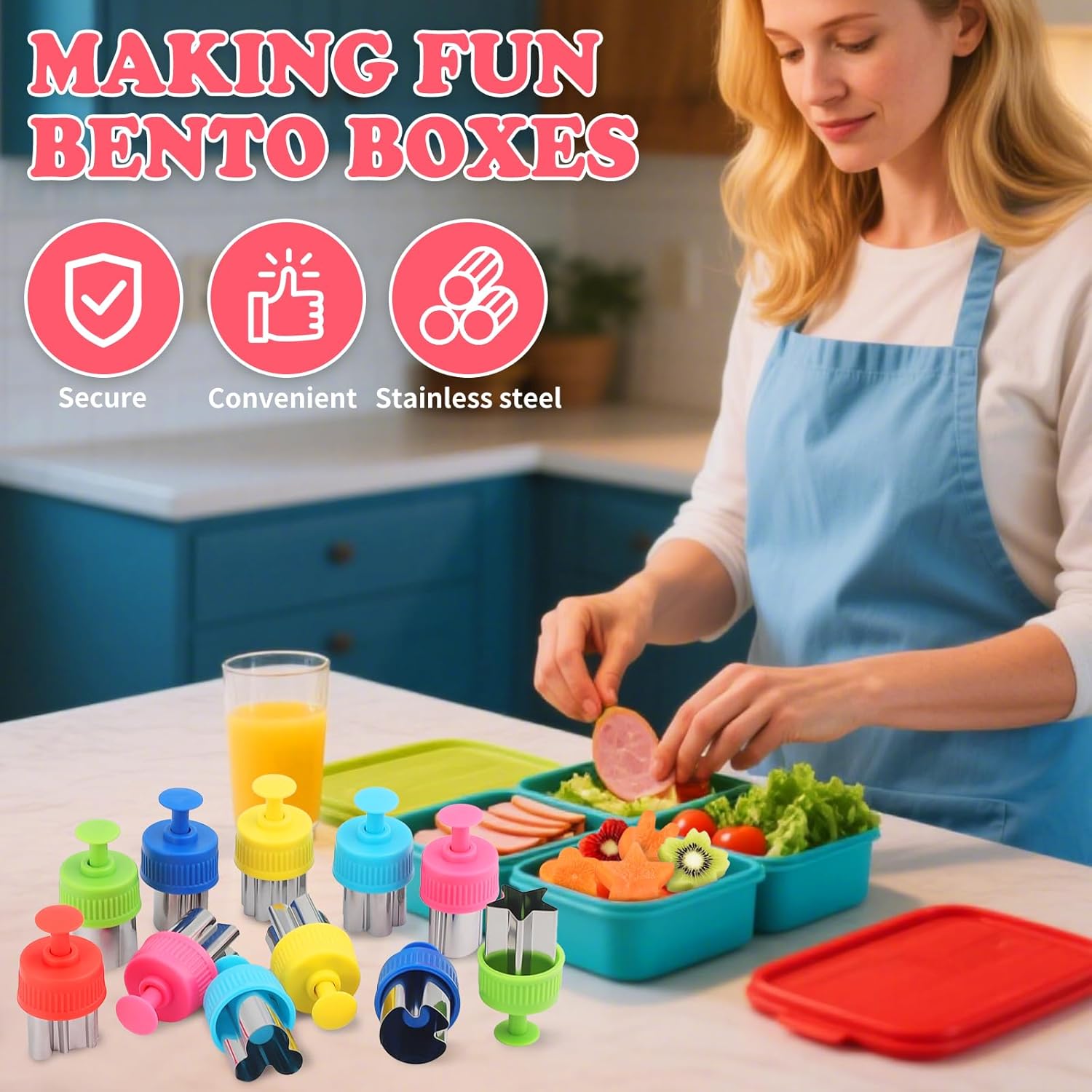 Accesorii pentru cutii de prânz bento pentru copii cu mini furculițe pentru fructe/tăietor de fructe/recipient pentru sos de soia/căptușeli din silicon pentru brioșe