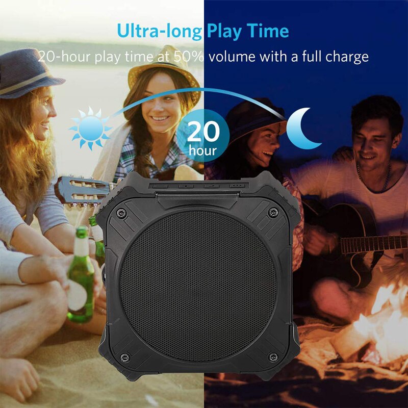 Zonne-energie Bluetooth-Compatibel Speaker Draagbare IP66 Waterdichte Draadloze Luidsprekers Stereo Sound Deep Bass Mic Aux Universele