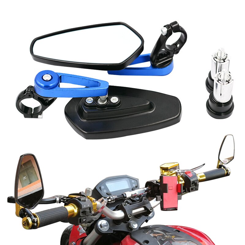 Universal Motorcycle 22mm Bar End Side Rearview Mirror 2Pcs Aluminum 7/8" Motorbike Bike Handlebar Rear View Mirrors