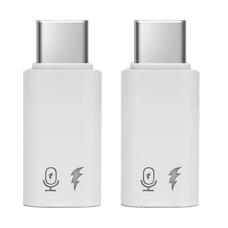 Adaptador OTG tipo C a convertidor Lightning para Apple 16 15, adaptador de transferencia de datos de micrófono Android portátil con cerradura, 2/1 Uds.: Marfíl