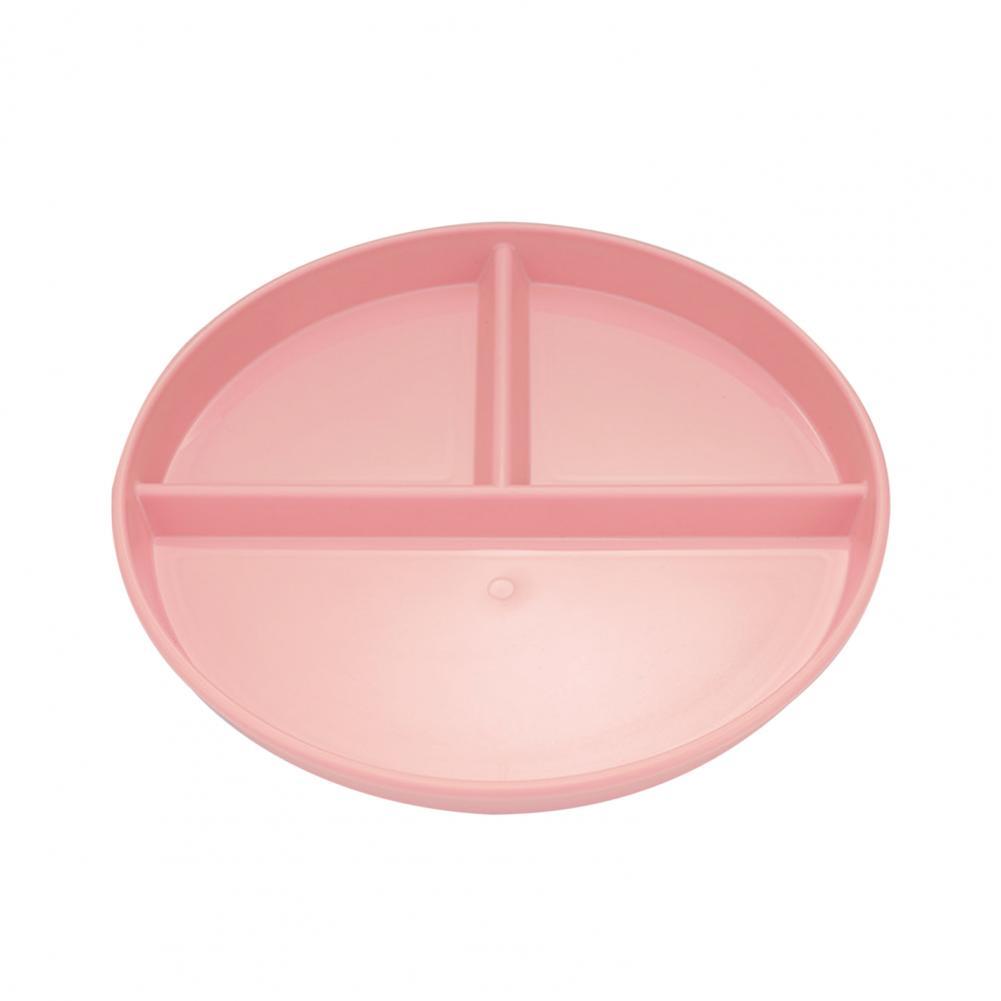 Plat de service léger à bord lisse, plat de stockage des aliments de , plat de service rond divisé en trois grilles pour la maison: Rose