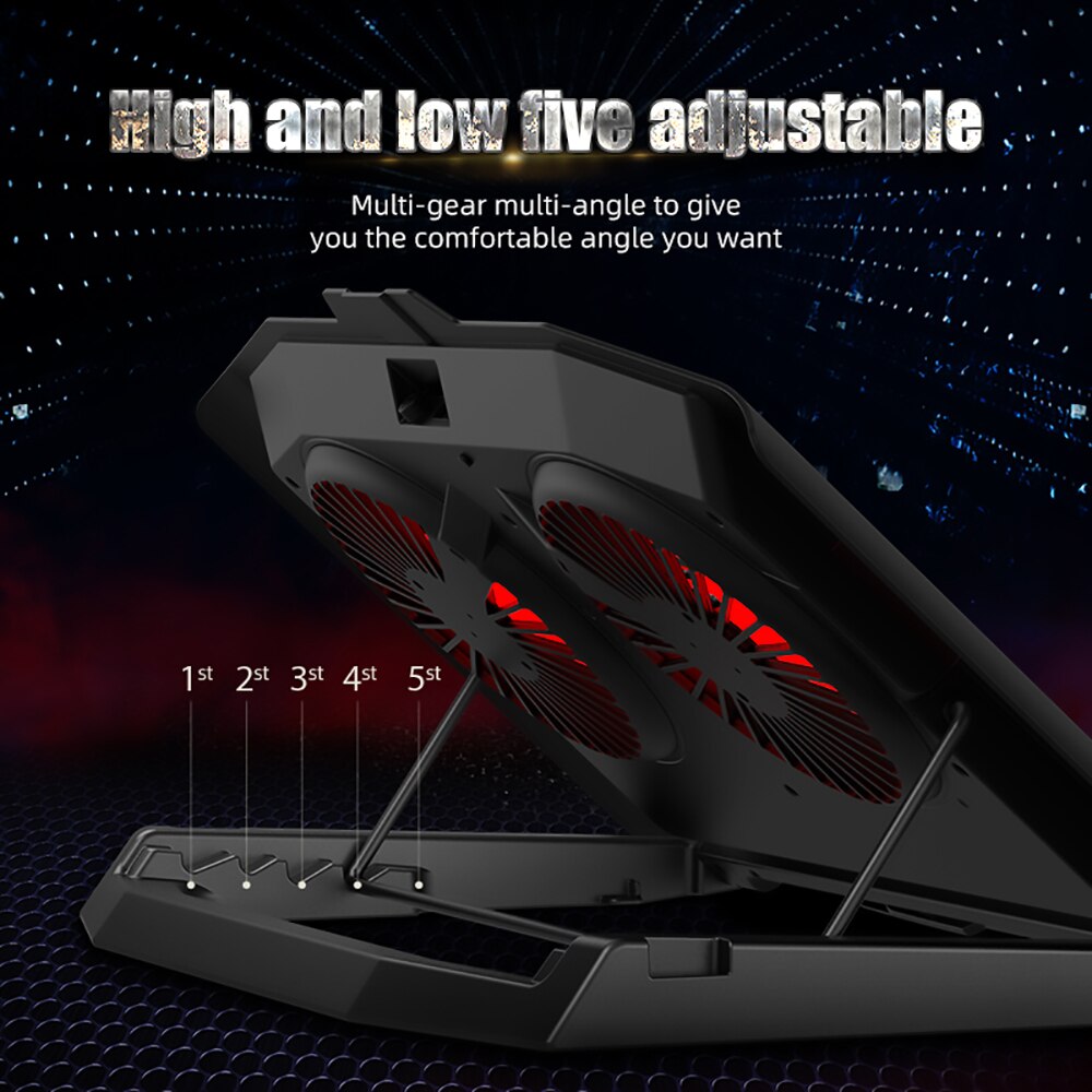 Fivetech Laptop Koeler Voor Macbook Air Pro Notebook Cooling Pad Met 2 Stille Ventilatoren Voor 13-17Inch Draagbare verstelbare Laptop Stand