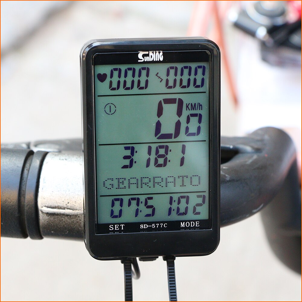 Sunding SD-577C Cycling Computer Wireless Stopwatch MTB Bike Cycling Odometer Stopwatch Bicycle Speedometer Time LCD Backlight