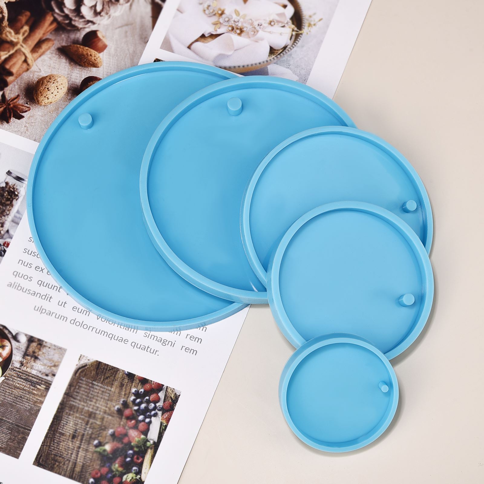 Molde de silicona con colgante de etiqueta redonda de 5 tamaños, llavero artesanal, Molde de resina Epoxy de cristal, de mano para Navidad, accesorio de decoración del hogar