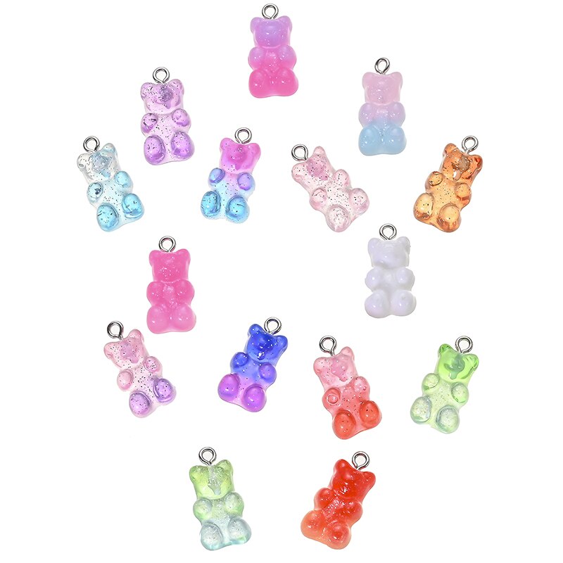 10 Stck Süssigkeit Bär Nette Harz Reize DIY Patch Erkenntnisse Gummy Ohrringe Keychain Halskette Anhänger Schmuck Dekor Zubehör