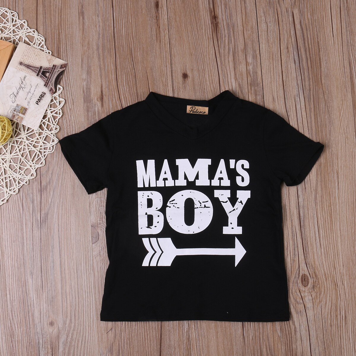 Kids Mama Boy Gedrukt Tops Mama Baby Jongens Korte Mouw Pijl Zwart Katoenen T-shirt Zomer Casual Kleding SS