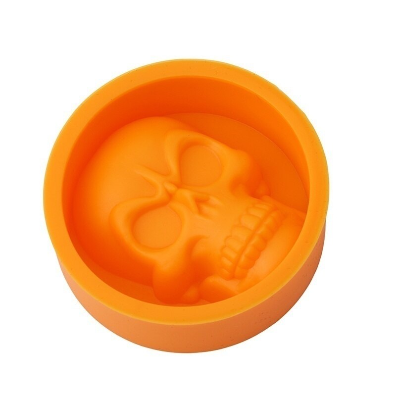Skull Ice Cube Silicone Mold Bar DIY Molded Silicone Ice Box Ice Cube Molded Silicone Daily Necessities: Orange