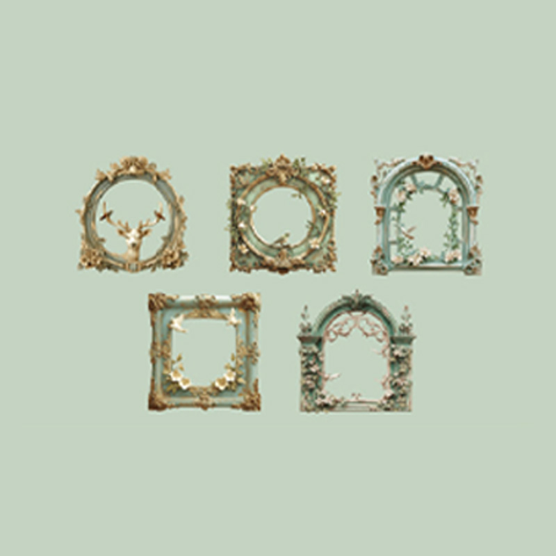 10 Sheets/Bag Embossed Hollow Window Frame Stickers DIY Scrapbooking Journal Planner Notebook Phone Case Office Stationery: Red