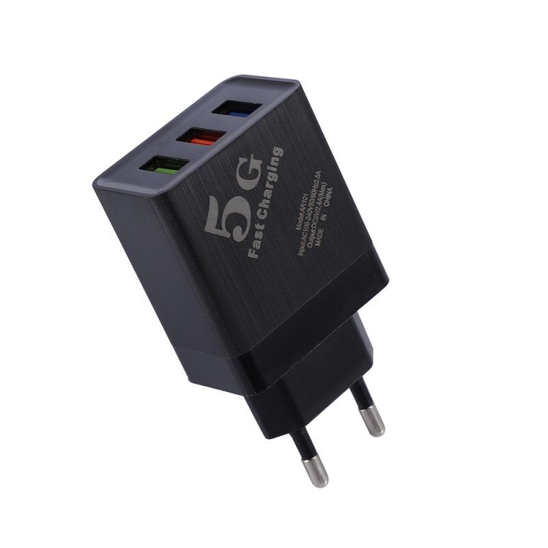 Universal 5V 2.4A Gebürstet Handy Ladegerät Smart 3USB Lade Adapter Reise Ladegerät Handy Ladegeräte Multifunktions