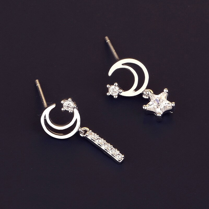 Minimalistischen Sterne Mond Asymmetrische Zucht Ohrringe 2022 Neue Quaste Kette Zirkon Anhänger Ohrringe Für Frauen lässig Schmuck: ER21Y1249