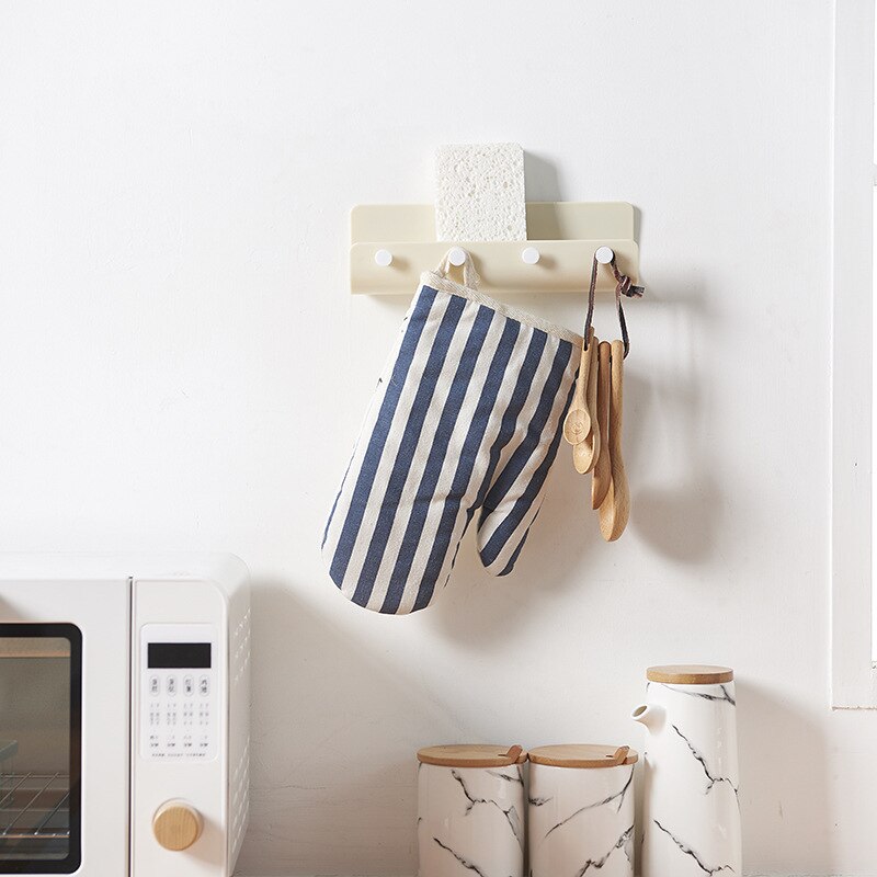 Wall-mounted Key Hanger Rack 4 Hooks Plastic Key Holder Hook Decorative Wall Shelf U-shaped Storage Rack Organizer Home Decor