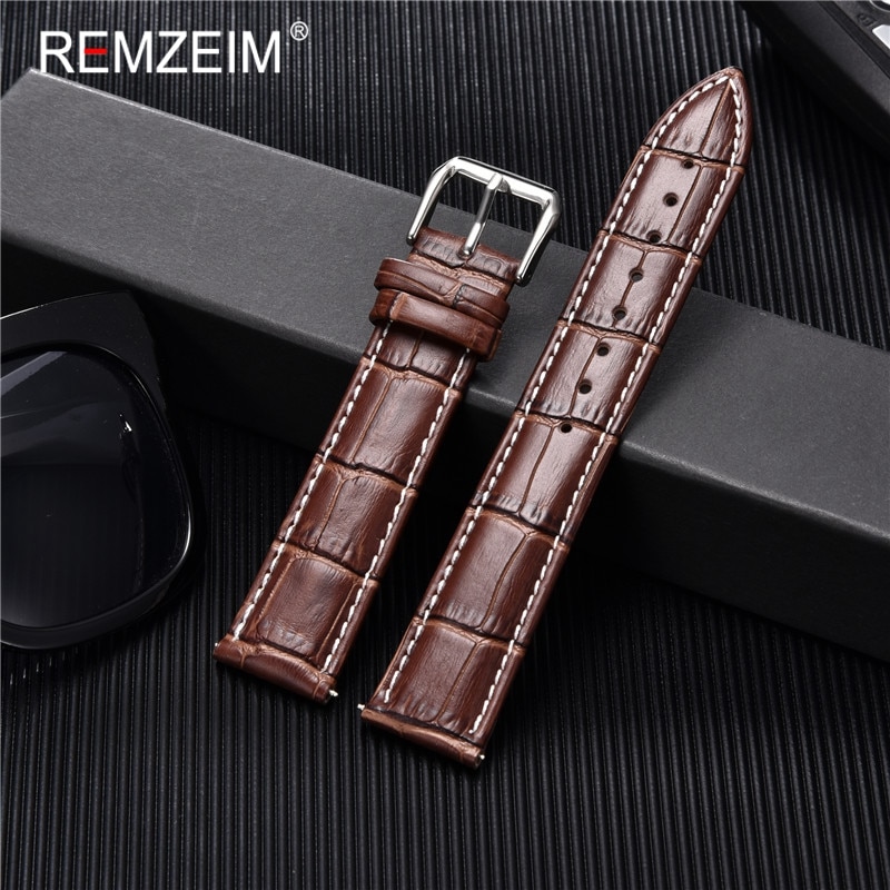 Bracelet de montre en cuir de calfeud, 16mm 18mm 20mm 22mm 24mm, accessoires pour montre, boucle solide, noir brun