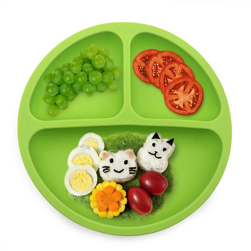 Baby silikone spiseplade toddle bordservice køkken frugt retter børn fodring middag tallerkener skåle spise skål anti-fall bakke