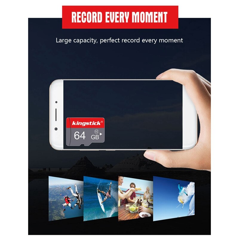 Kingstick MicroSD 64GB Speicher Karte Class10 TF Karte Blitz-speicher Microsd Karte mit Adapter