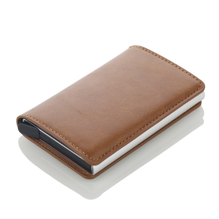 Automatic RFID Card Holder Men Credit Card Holders Business ID Card Case Aluminium Bank Card Wallets: Khaki