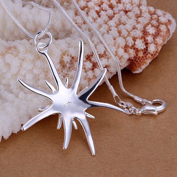Couleur argent magnifique charmant exquis étoile de mer pendentifs modèles classiques collier bijoux en argent de luxe P026